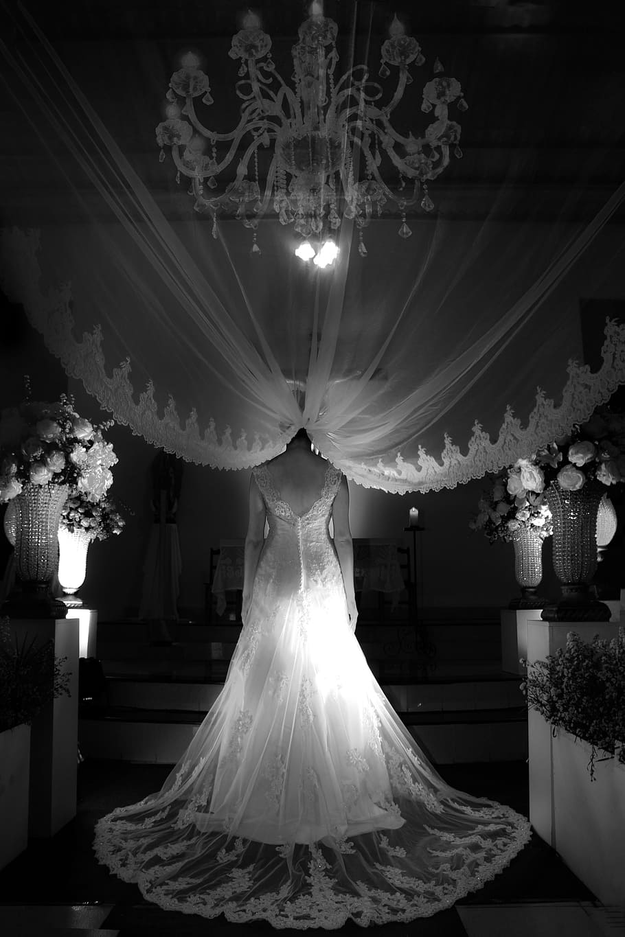 marriage, bride, illuminated, lighting equipment, night, decoration HD wallpaper