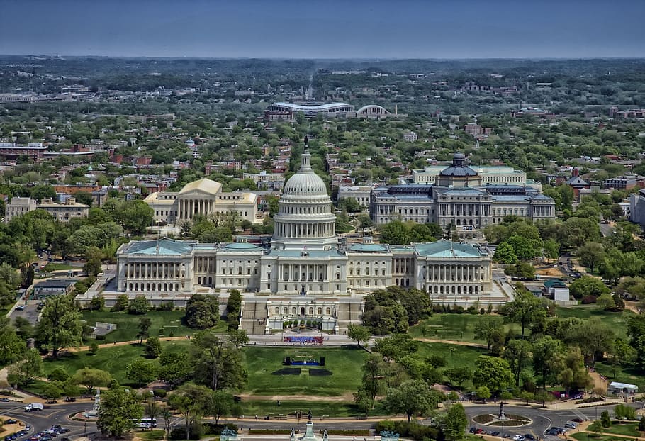 U.S. Capitol, U.S.A., washington dc, aerial view, capitol building, HD wallpaper