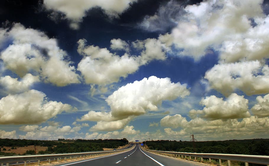 road, cloud, turkey, nature, clouds, blue, composition, highway HD wallpaper