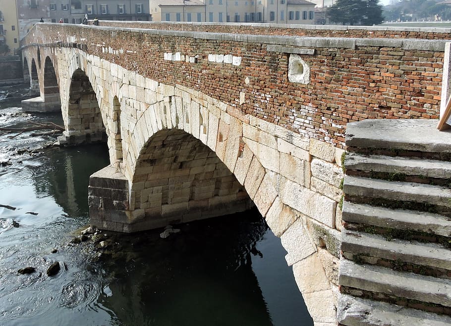 verona, bridge, stone, ancient, monument, river, adige, italy HD wallpaper