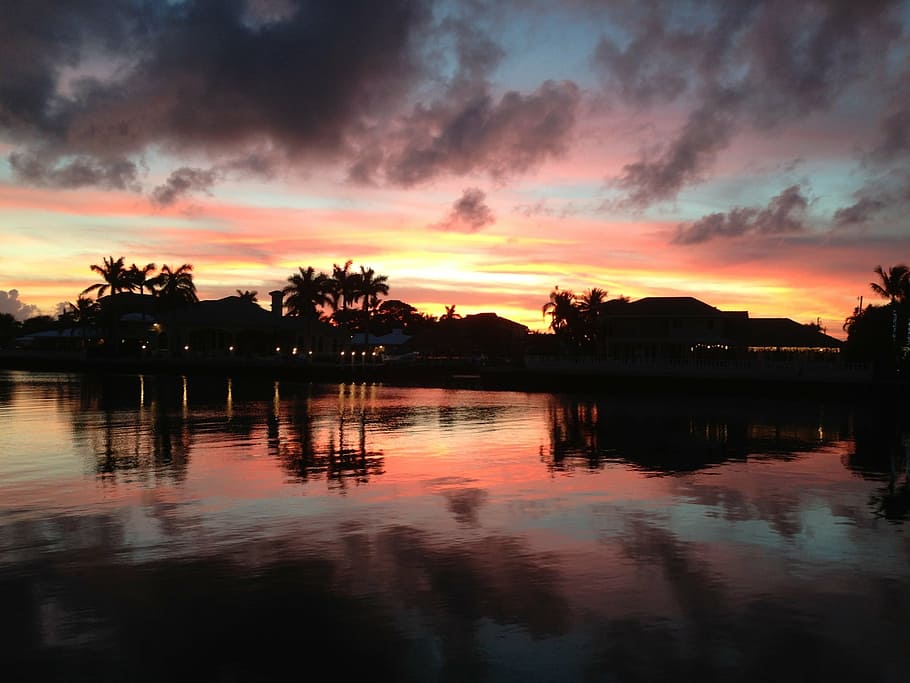 sunset, ocean, gorgeous sky, water, reflection, cloud - sky HD wallpaper