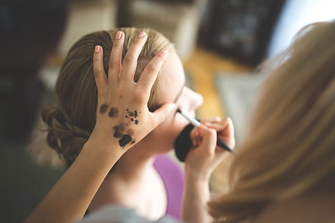 woman holding black and white eyeliner, make up, make-up, artist HD wallpaper