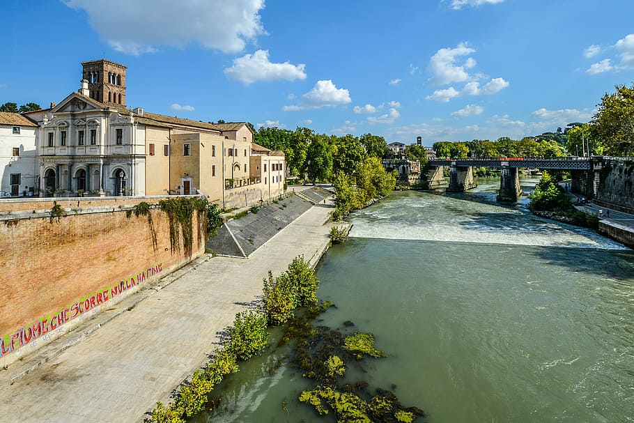 rome, tiber, river, island, italy, italian, architecture, bridge HD wallpaper