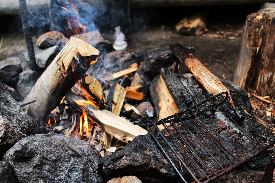 Fireplace, Campfire, Bonfire, outdoors, hiking, camping, grill HD wallpaper