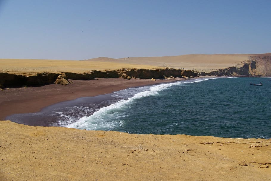 Beach, Sea, Waves, Sand, Ocean, Pacific, desert, nature, clear sky HD wallpaper