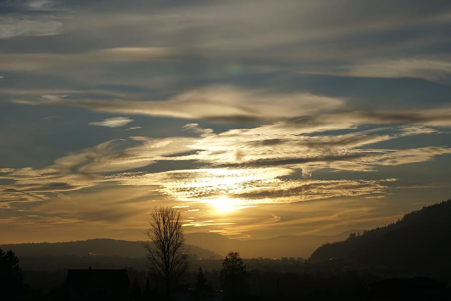 Sunset, Clouds, Evening, Sky, evening sky, nature, scenics HD wallpaper