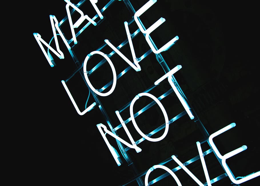 white neon light signage, white neon signage, photo, love, turned on HD wallpaper
