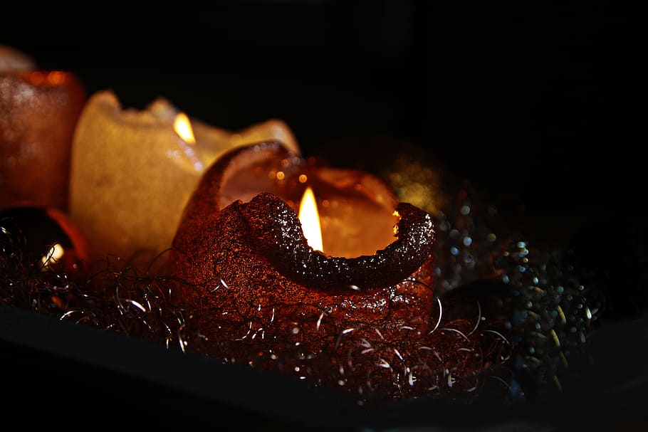 Light, Candles, Mood, Fire, Flame, Glass, wax candle, illuminated HD wallpaper