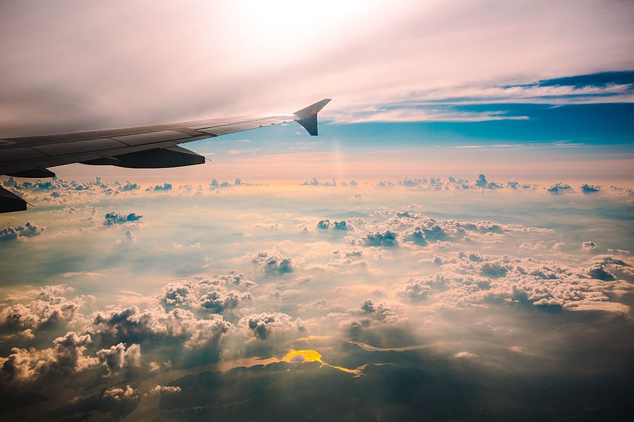 cloud, sky, landscape, nature, cloud - sky, air vehicle, airplane HD wallpaper