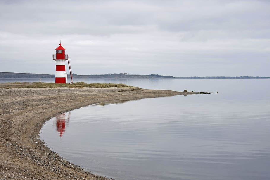 Beach, Water, Natural, Danish, guy, danish beach, lighthouse, HD wallpaper