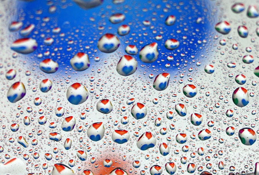 drops, reflection, water, rain, close-up, wet, full frame, bubble HD wallpaper
