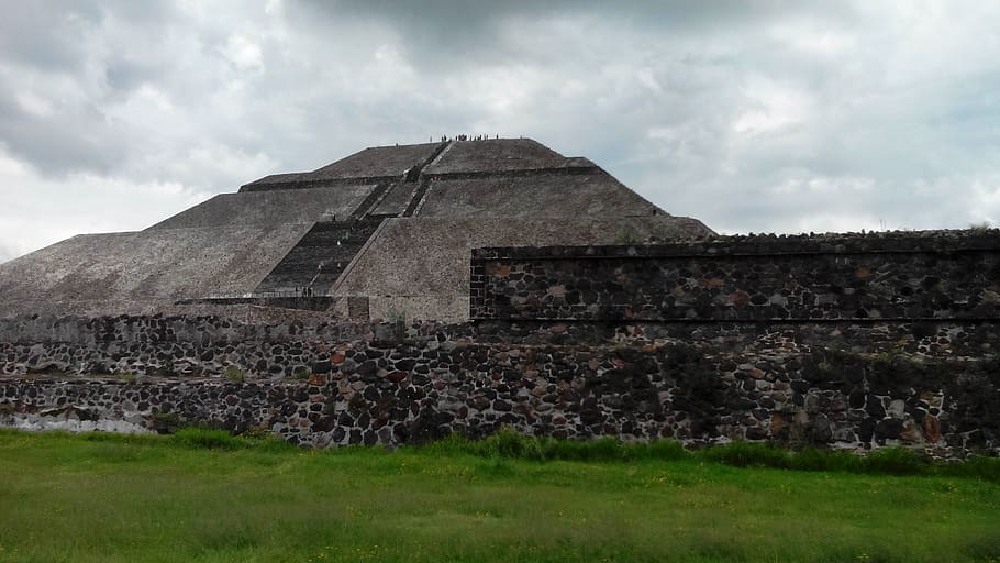 pyramids, mexico, aztec, teotihuacan, history, the past, cloud - sky, HD wallpaper