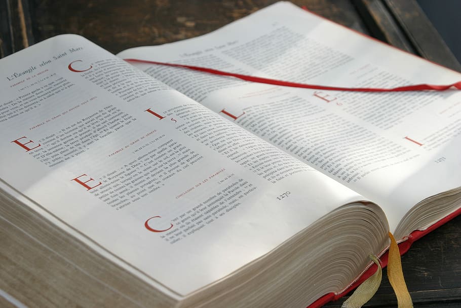 Bible, Word Of God, Gospel, no people, red, indoors, day, close-up, HD wallpaper