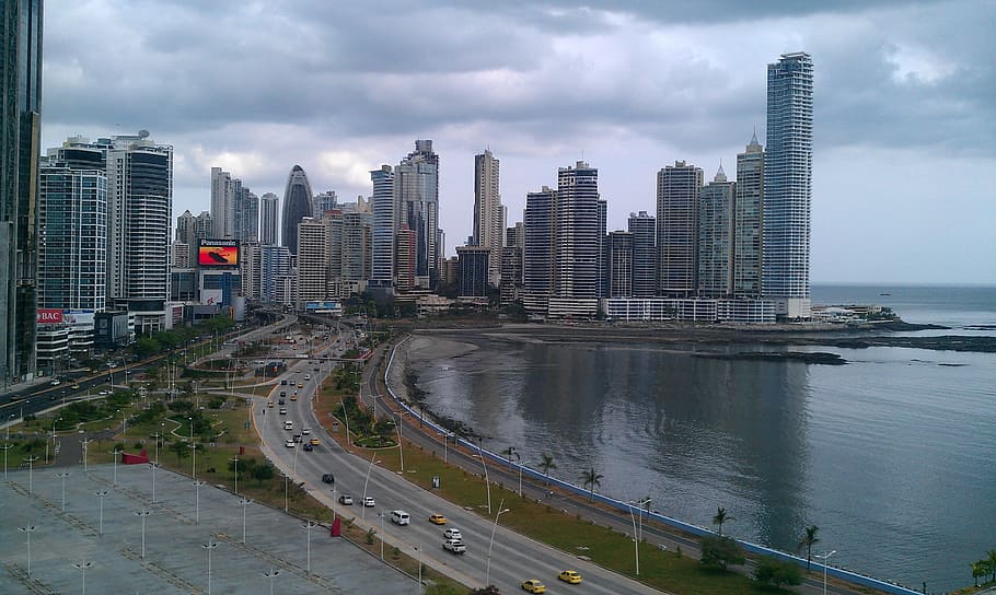 high rise buildings near sea, Panama, Bay, Architecture, Skyline