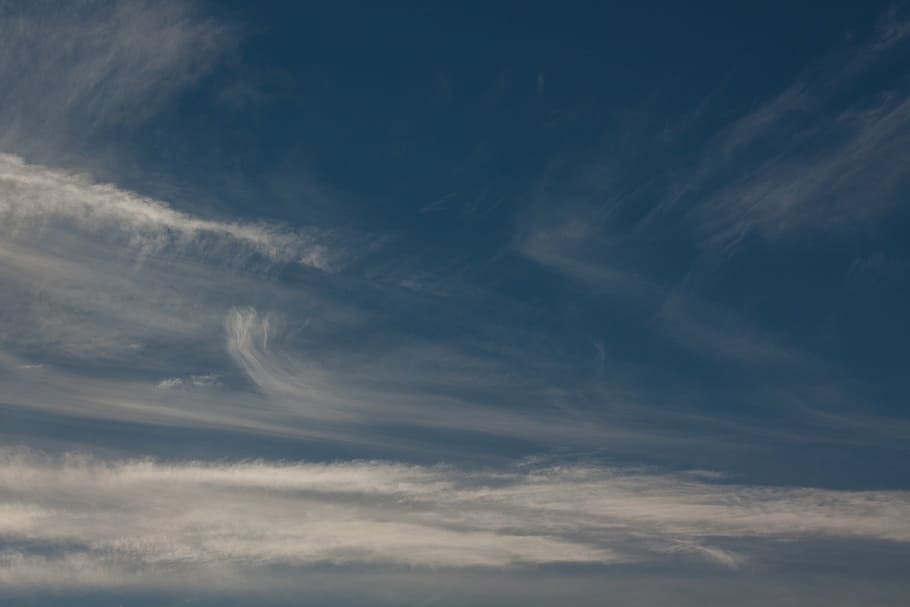 cirrus clouds, blue, sky, clear, sunny, beautiful, federwolke, HD wallpaper