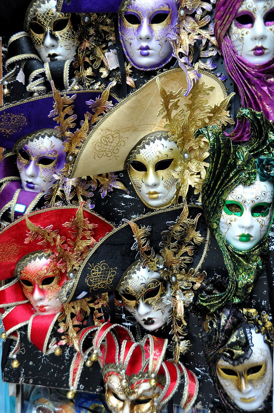 assorted masquerade masks, Venetian Masks, Disguise, carnival