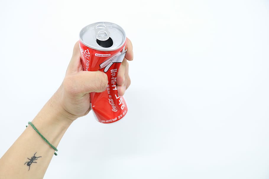 Coca Cola, Cans, Drink, cans of drink, human body part, human hand, HD wallpaper