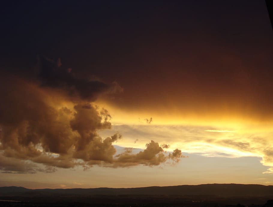 Black Yellow and White Clouds, backlit, beautiful, cloudy, dark clouds HD wallpaper