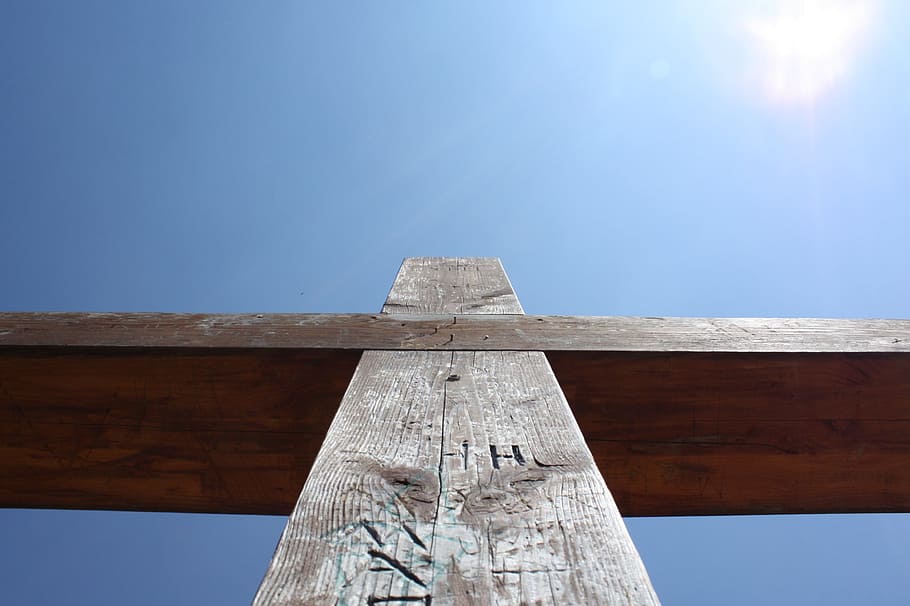 brown wooden cross, Jesus, Christ, sky, faith, jesus christ, crucifix, HD wallpaper