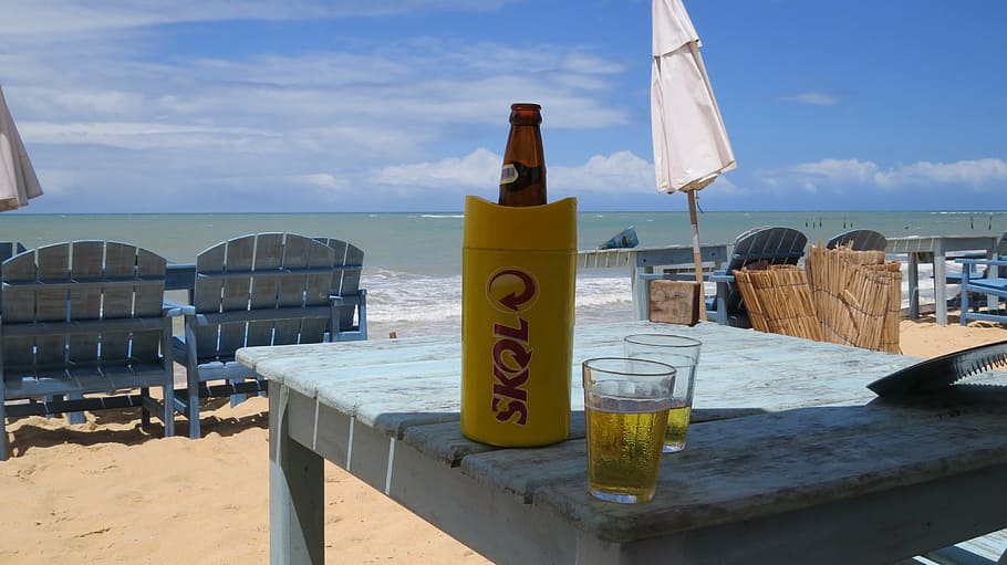 beer, skol, sol, beach, drinks, mar, ocean, summer, holidays HD wallpaper