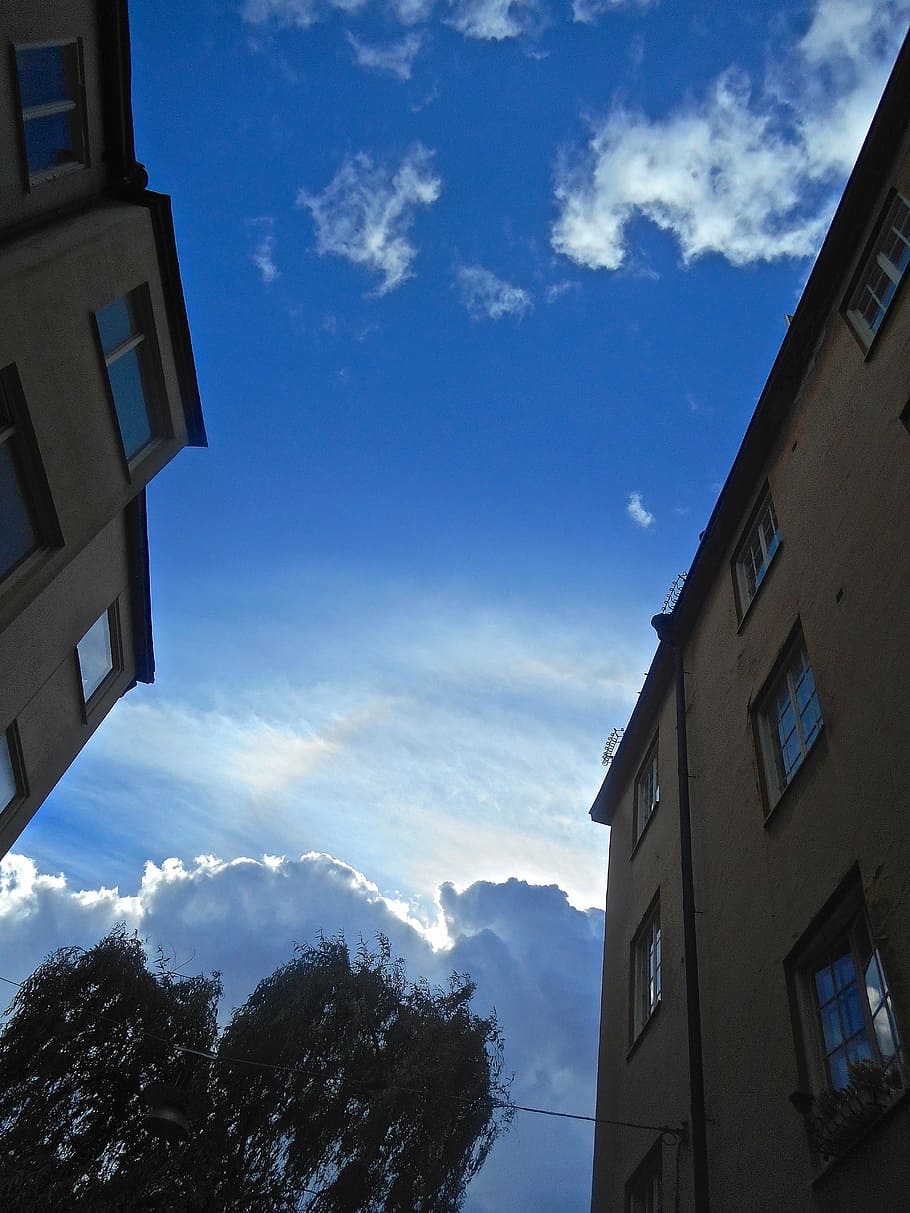 facade, blue sky, cloud, södermalm, stockholm, cloud - sky HD wallpaper