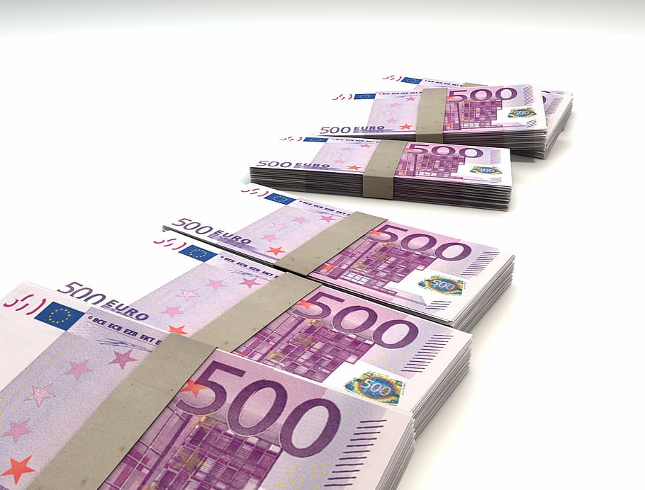 500 Euro banknote bundle, currency, money, finance, wealth, business