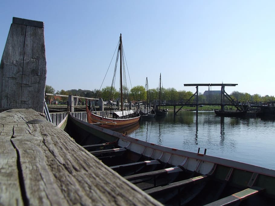 denmark, holidays, viking, ship, roskilde, water, nautical vessel HD wallpaper