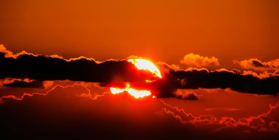 sunset, clouds, evening, sunlight, mystique, nature, heat - temperature HD wallpaper