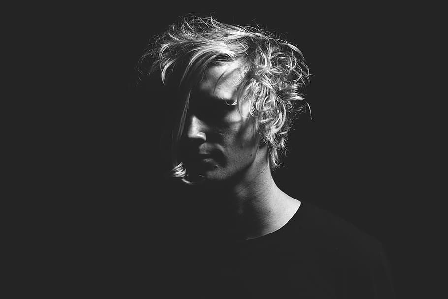 grayscale photography of man's portrait, people, black And White HD wallpaper