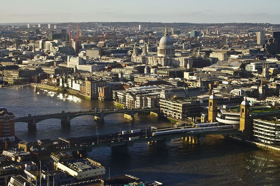 aerial photography of buildings and bridges, London, Panorama, HD wallpaper