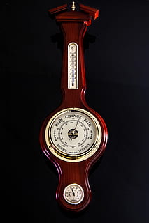 red wooden analog room temperature, barometer, weather forecast HD wallpaper