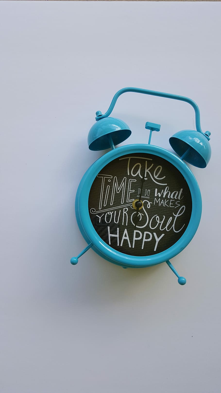 Clock, White, Turquoise, Alarm, Face, happy, studio shot, single object HD wallpaper