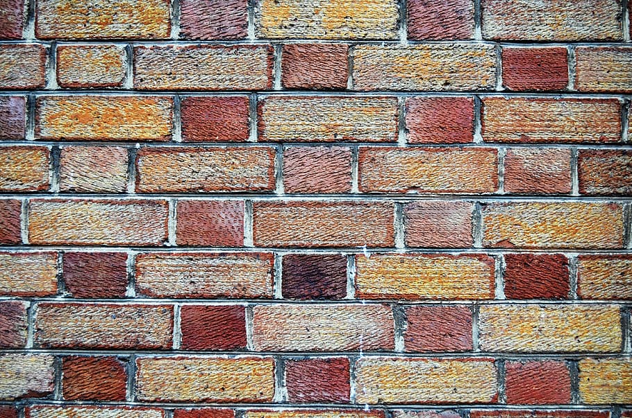 red and brown brick wall wallpaper, Brick, Wall, Masonry, Texture