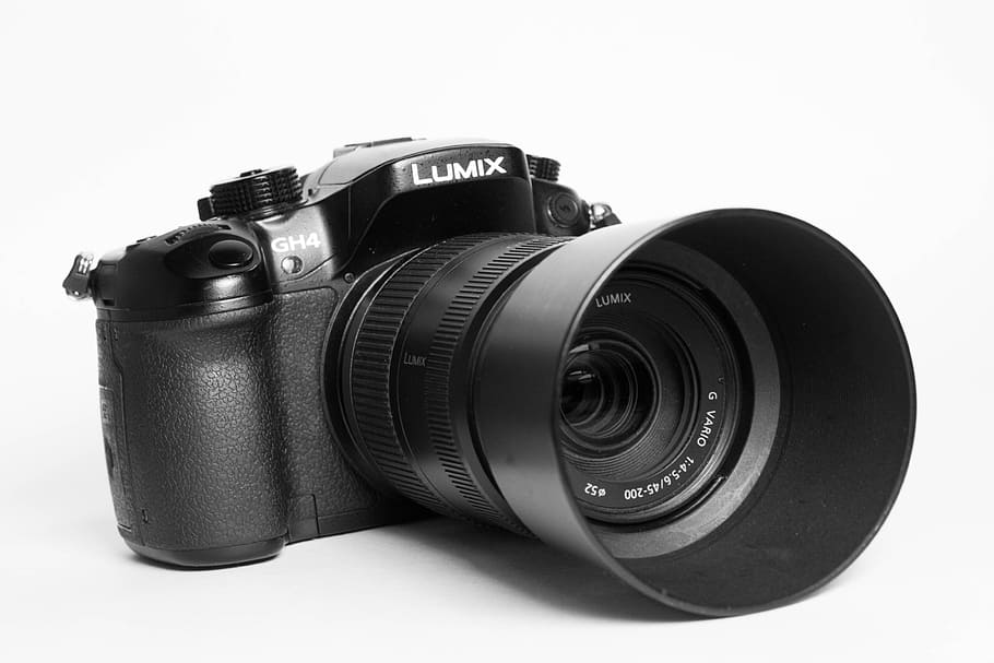 black Lumix DSLR camera in closeup photography, Mirrorless HD wallpaper