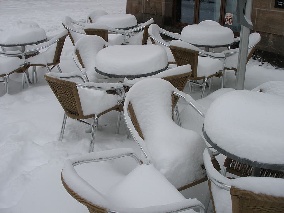 snow, winter, chair, cold, outdoors, season, seat, white color HD wallpaper