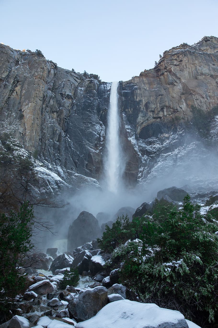 waterfalls near trees, Mountains, Rocks, scenics, rock - object HD wallpaper