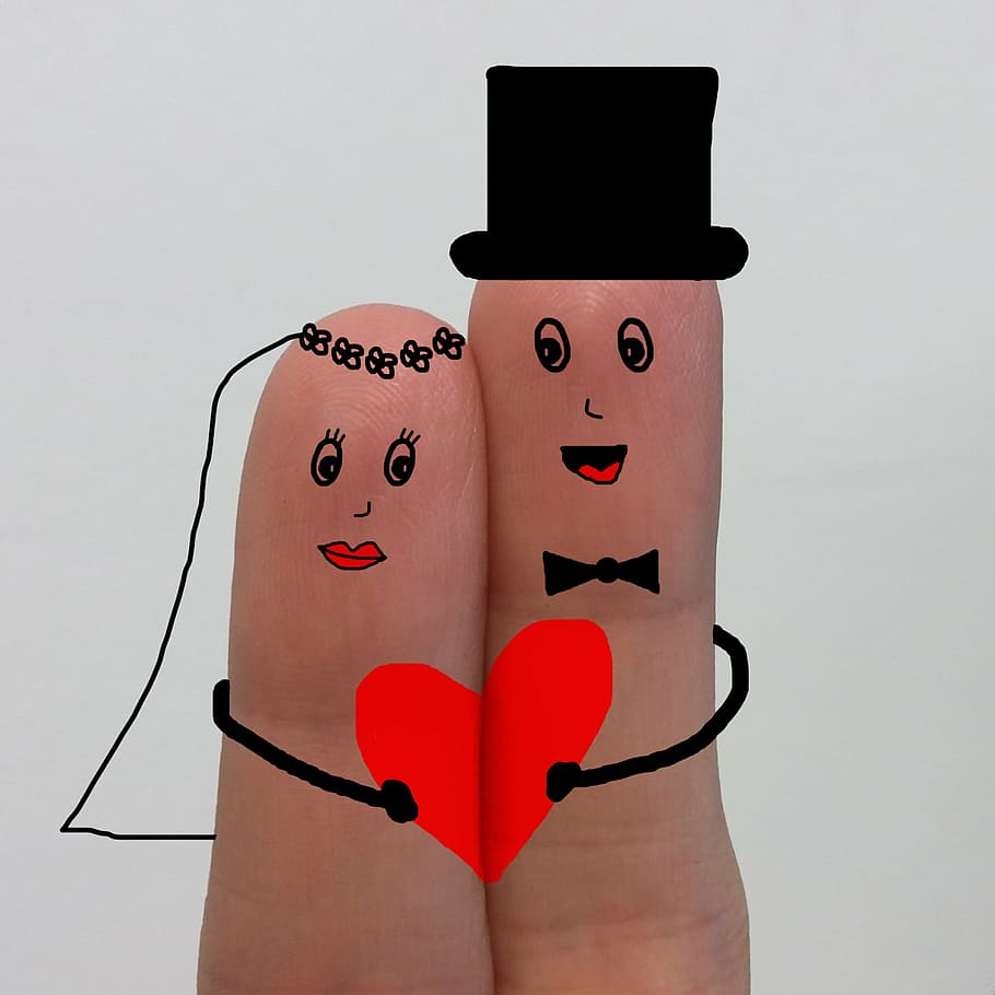 two finger with emoticon photo, love, feeling, valentine's day, HD wallpaper