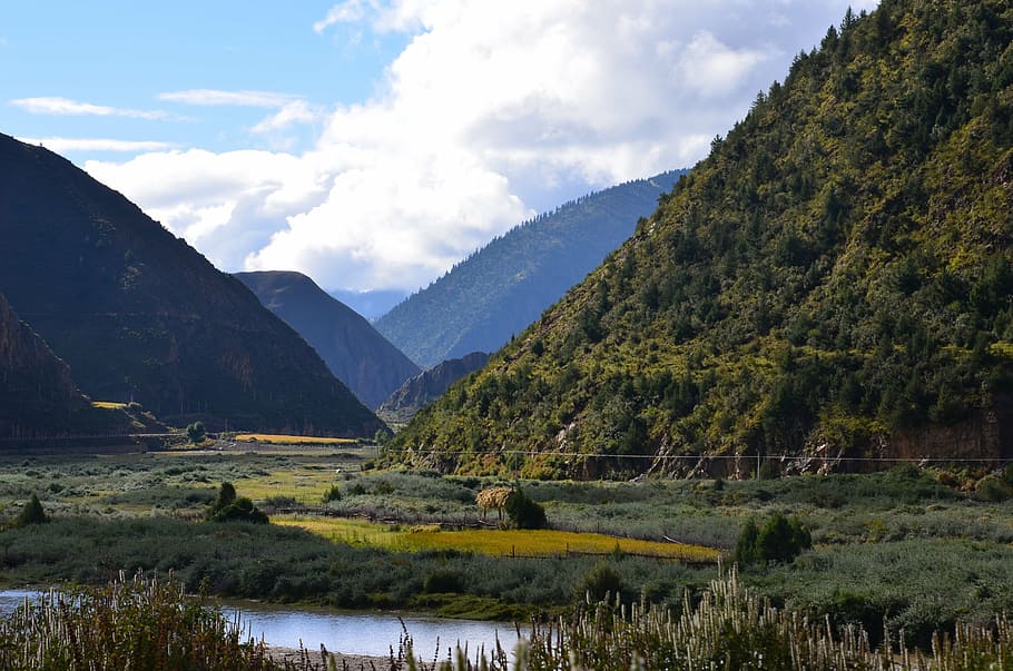 mountain, water, cloud, tibet, litang, scenics - nature, cloud - sky HD wallpaper