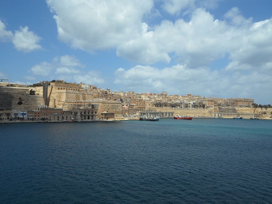 view, port, valletta, malta, fortress, historically, building exterior HD wallpaper