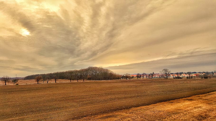 clouds, field, nature, landscape, sky, cloud - sky, environment HD wallpaper