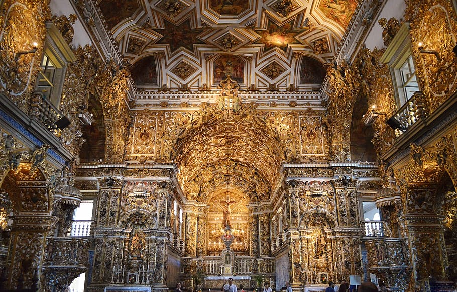 church, san francisco, pelourinho, salvador, bahia, built structure, HD wallpaper