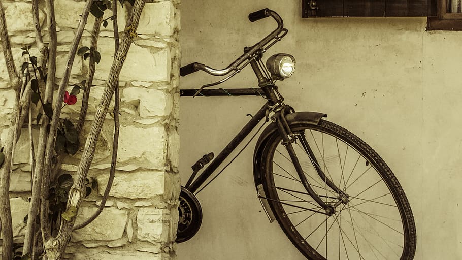 Bicycle, Old, Bike, Retro, Antique, romantic, vintage, yard, HD wallpaper