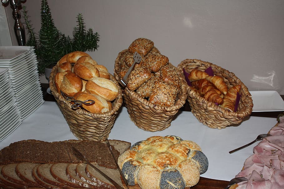 roll, bread, buffet, breakfast, breakfast buffet, brunch, eat HD wallpaper