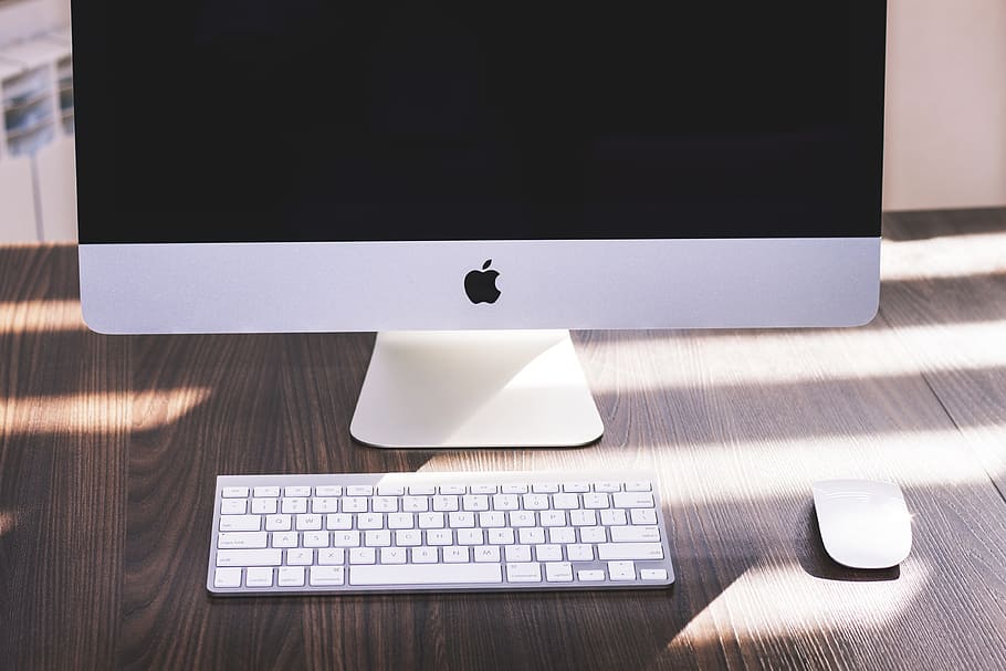 iMac on office desk, technology, computer, keyboard, computer Monitor HD wallpaper