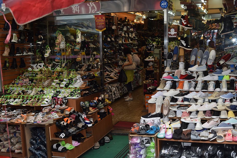 traditional market, shoes, shopping center, slippers, seoul's namdaemun gate, HD wallpaper