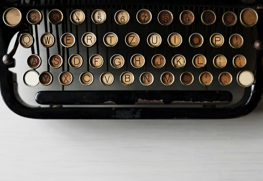 black typewriter, electromechanical, machine, work, desk, electromechanical machine HD wallpaper