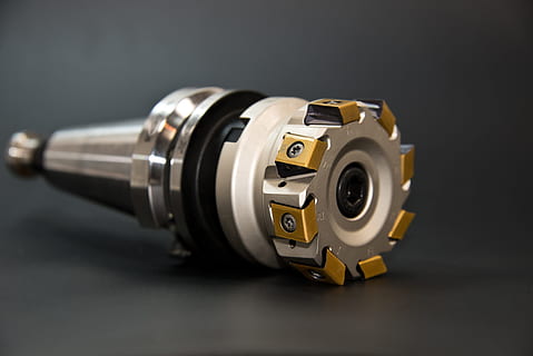 gray metal part with multi-blade, drill, milling, milling machine HD wallpaper