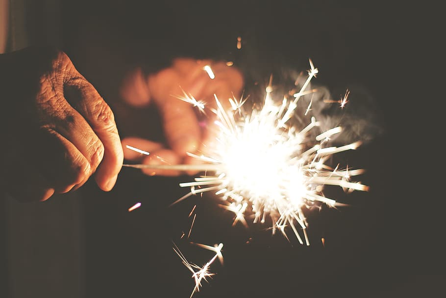 steel sparkler photography, person holding firework, celebration HD wallpaper