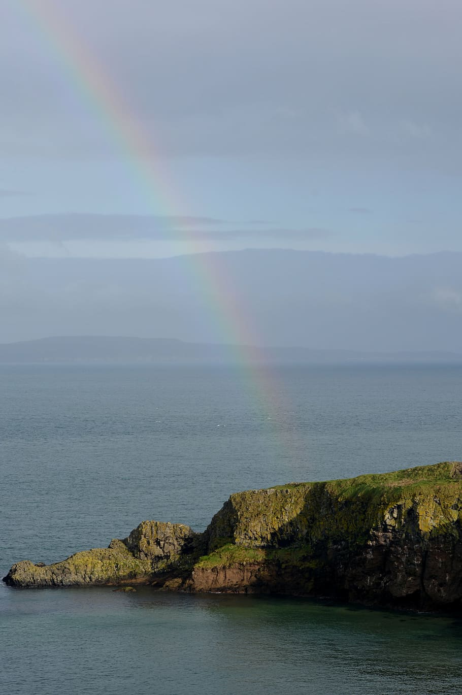 rainbow, landscape, view, sea, nature, rock - Object, coastline HD wallpaper