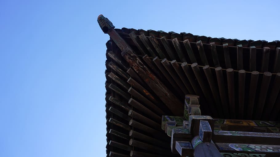 ancient, brackets, eaves, clear sky, architecture, built structure HD wallpaper